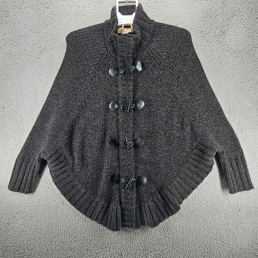 Michael‎ Kors Women's Toggle Zip Cape Cadigan Sweater Bolman Sleeves Dark Brown